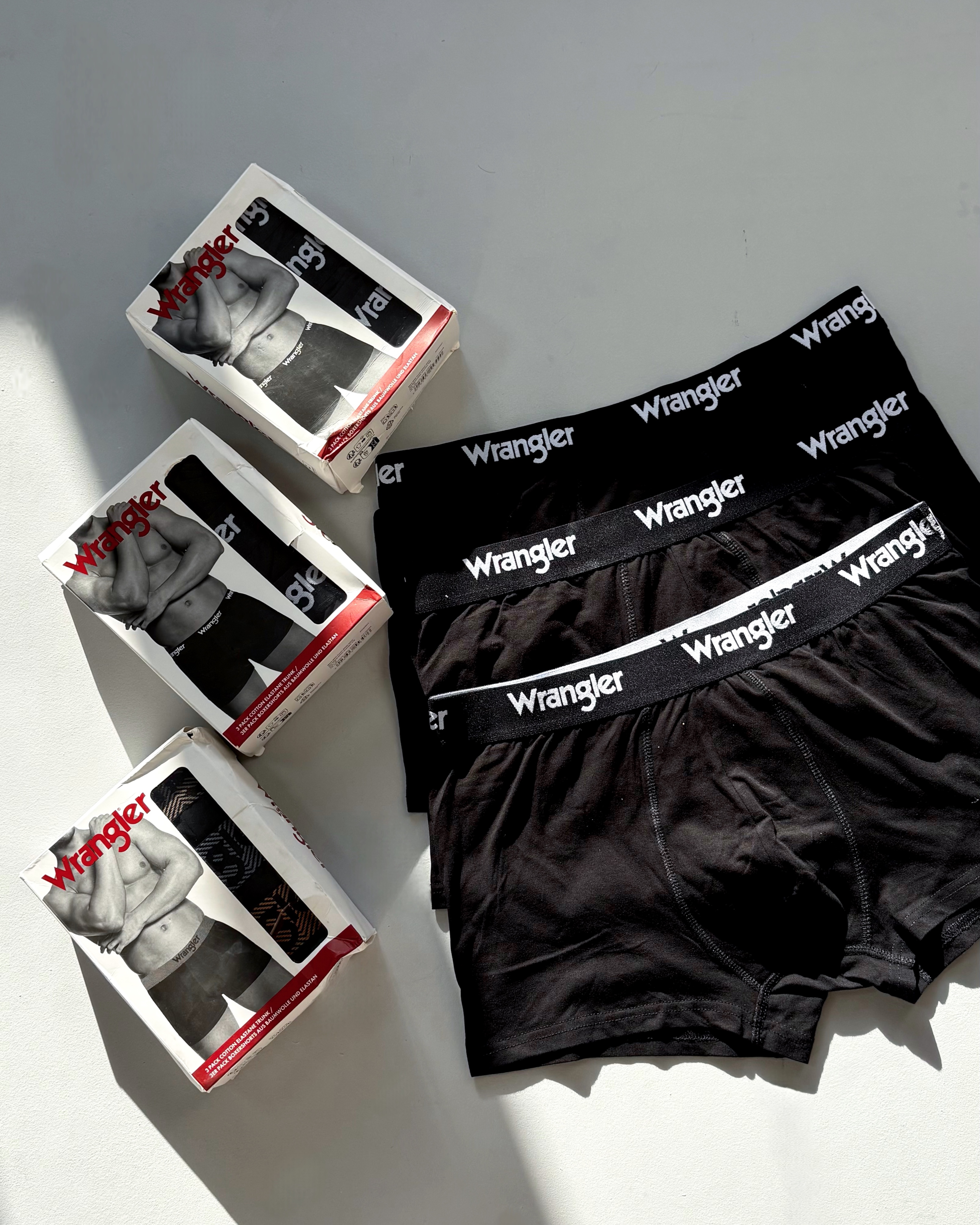 پک ۳ عددی لباس زیر مردانه Wrangler مدل باکسر مشکی | نخ پنبه و ضد حساسیت